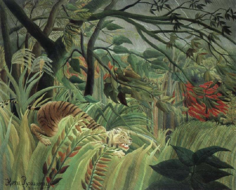 Henri Rousseau tiger in a tropical storm oil painting image